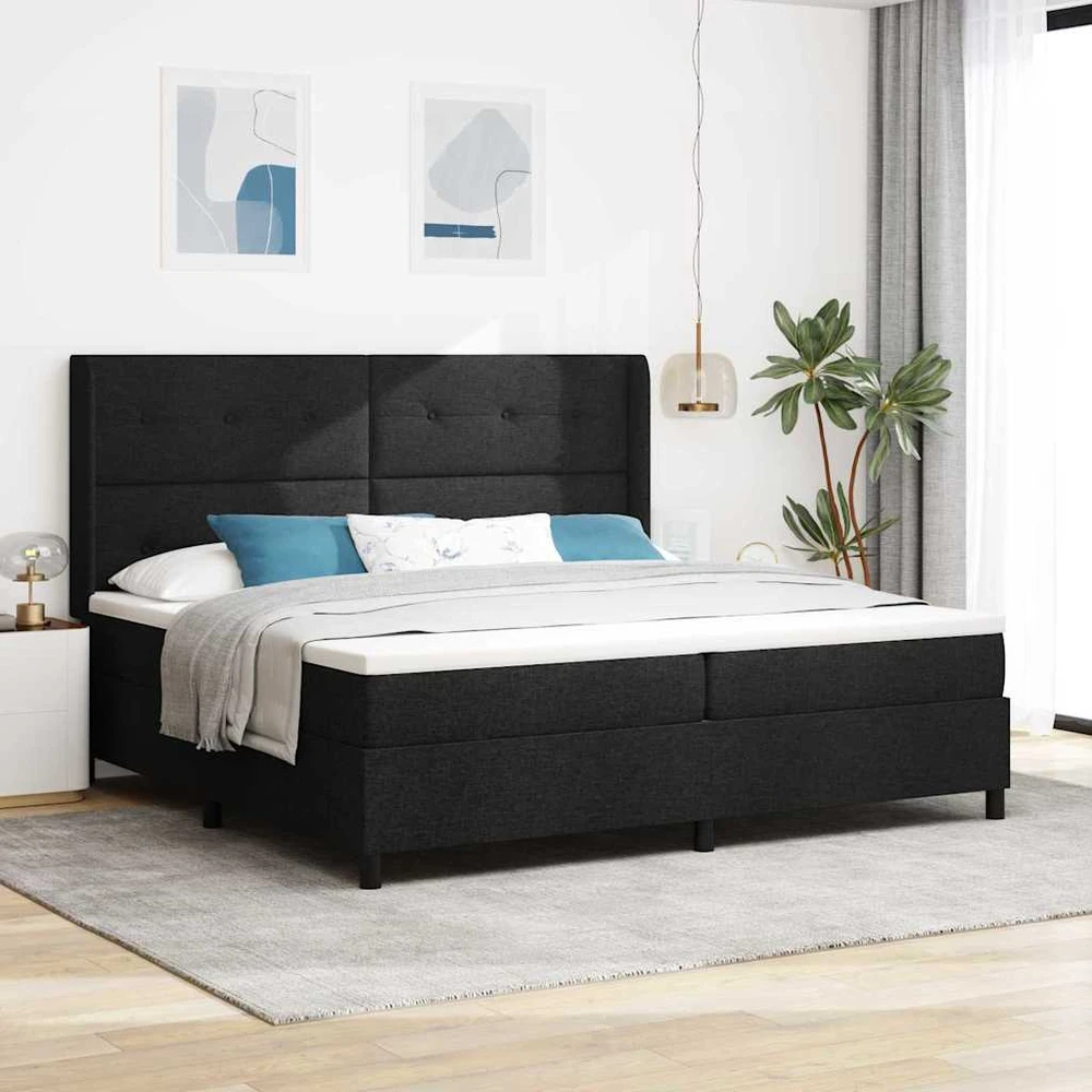 Kiemas lova su pagalve Juodas 200 x 200 cm audinys