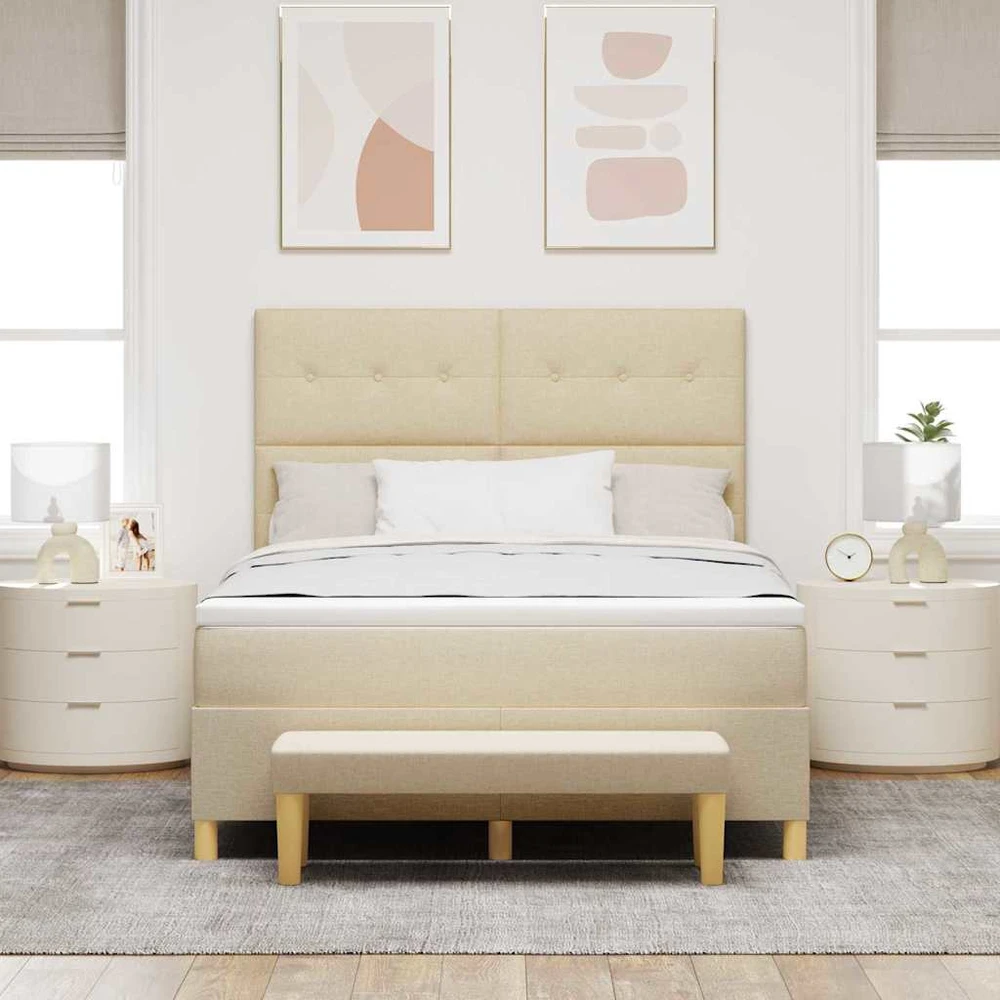 Kiemas lova su pagalve Kreminė 200 x 140 cm audinys