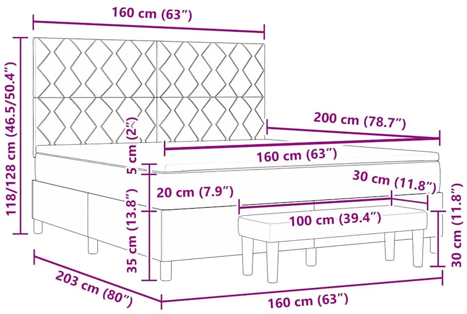 Kiemas lova su pagalve Mėlyna 200 x 160 cm audinys
