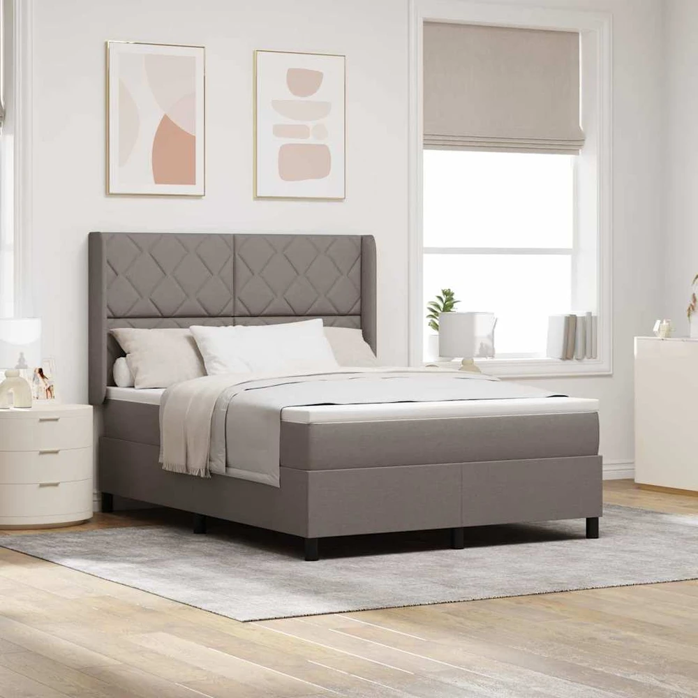 Kiemas lova su pagalve su galvūgalio Taupe 190 x 140 cm audinys