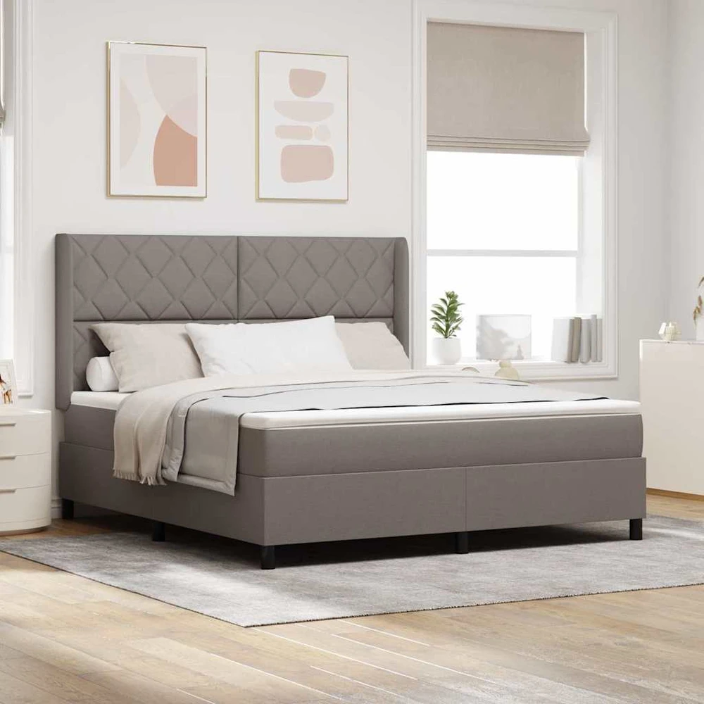 Kiemas lova su pagalve su galvūgalio Taupe 200 x 180 cm audinys