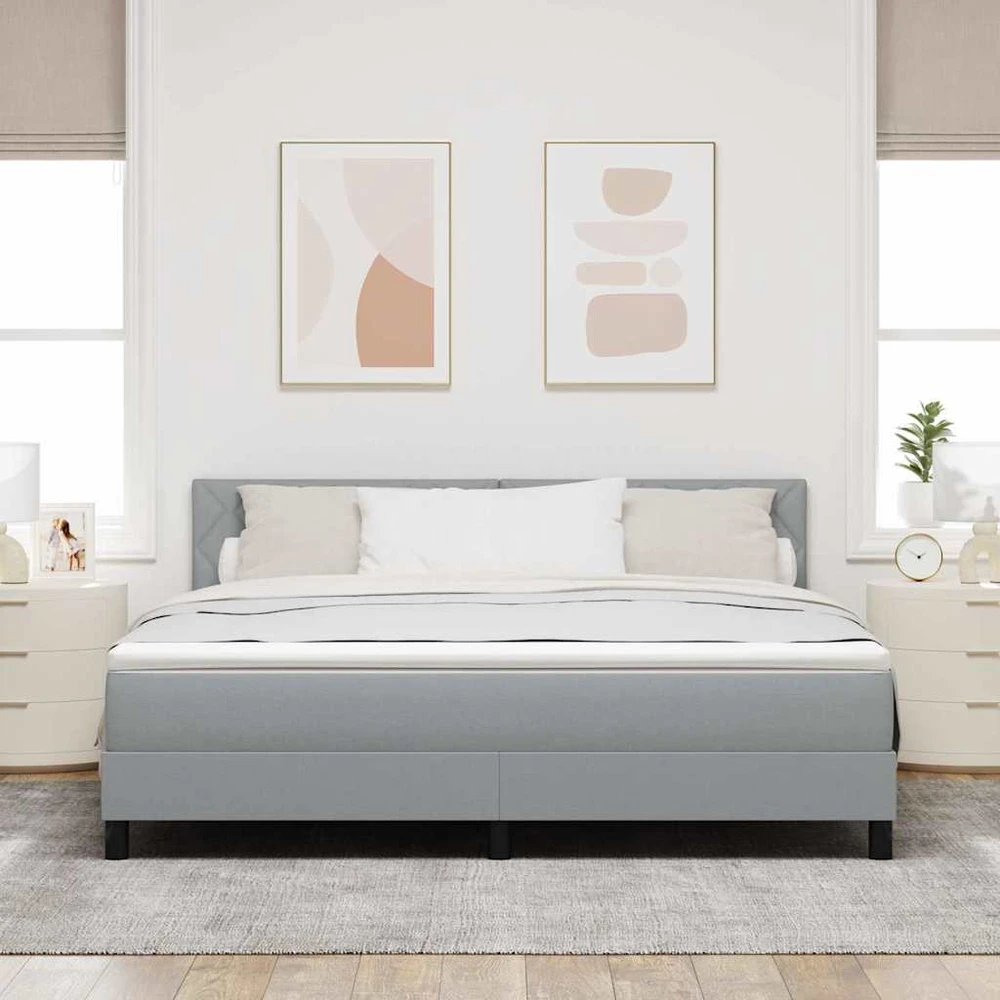 Kiemas lova su pagalve Šviesiai pilka 180 x 200 cm audinys