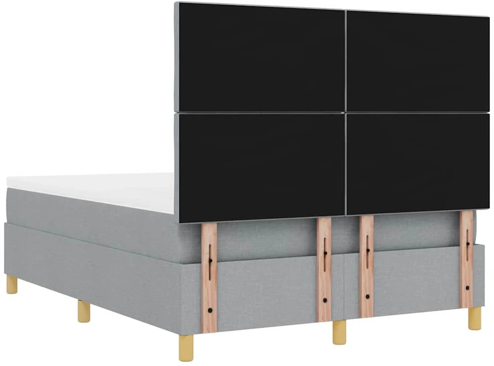 Kiemas lova su pagalve Šviesiai pilka 200 x 160 cm audinys
