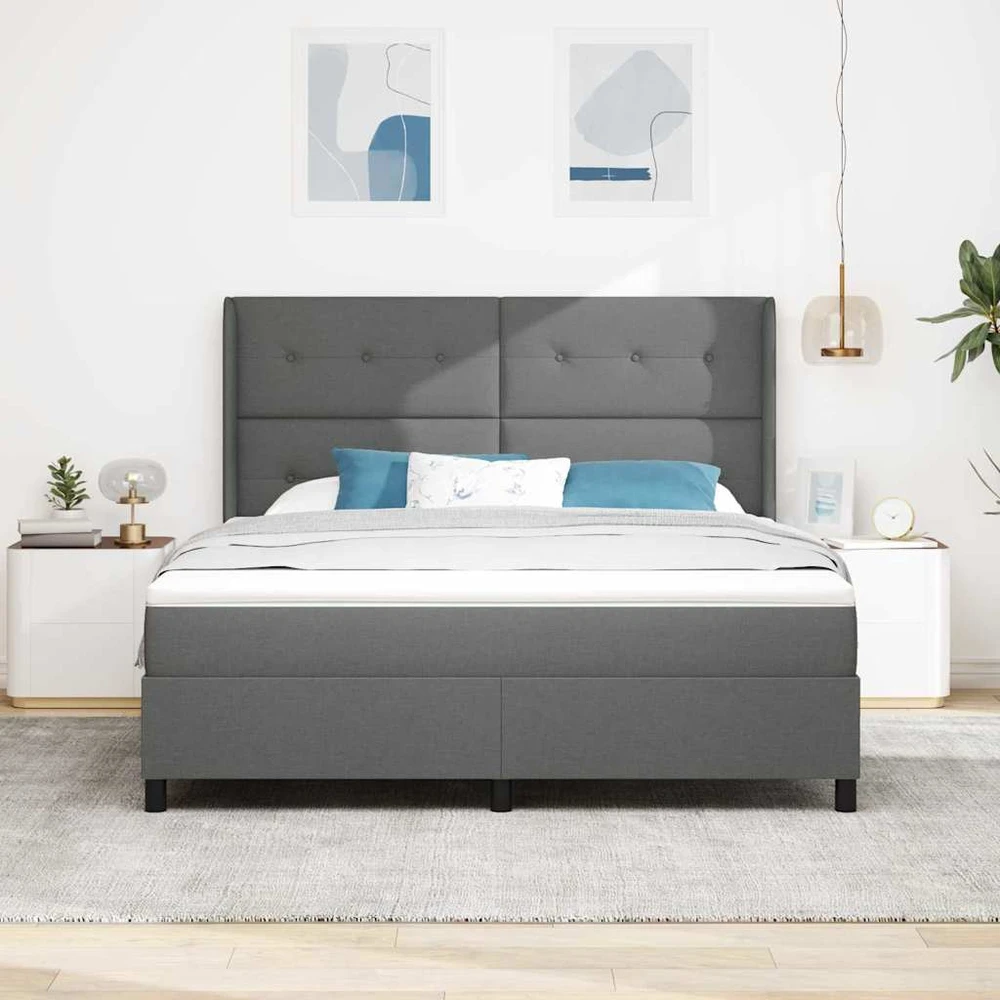 Kiemas lova su pagalve Tamsiai pilka 200 x 180 cm audinys