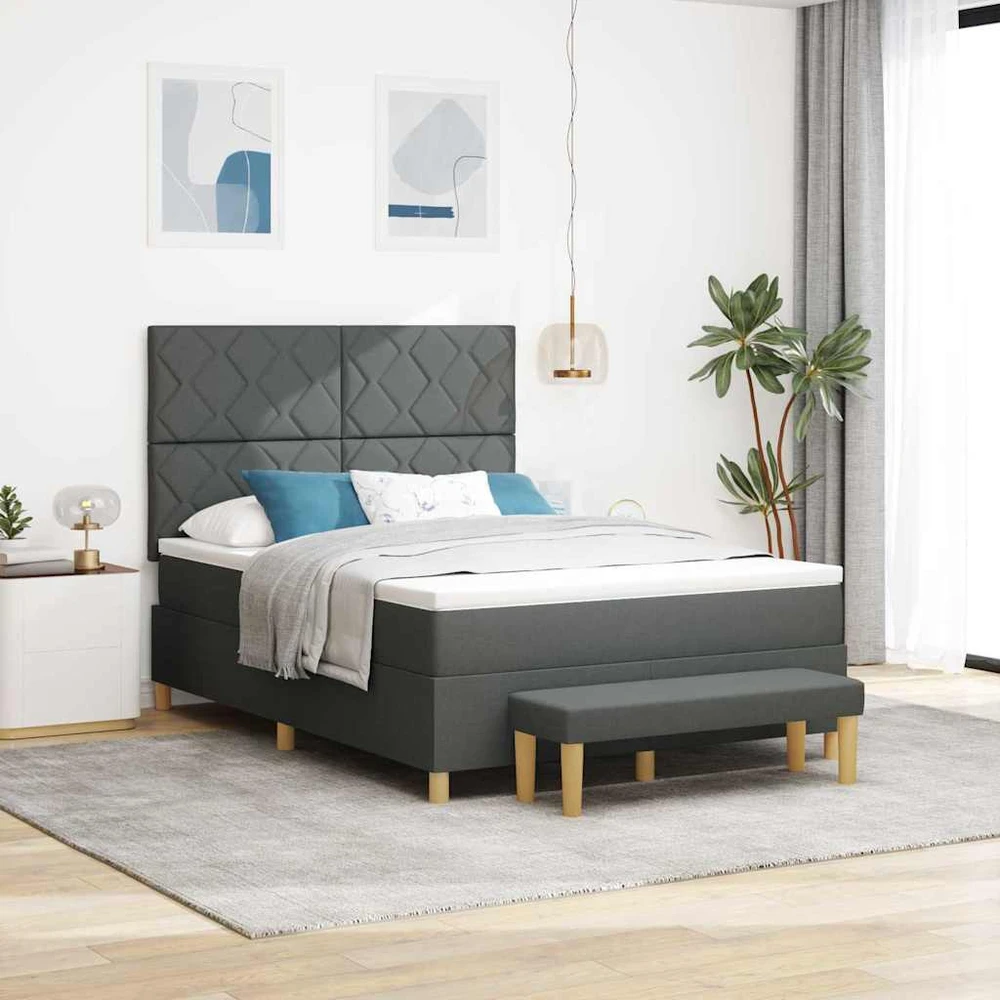 Kiemas lova su pagalve Tamsiai pilka 200 x 160 cm audinys