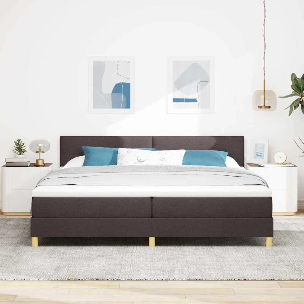 Kiemas lova su pagalve Tamsiai rudas 200 x 200 cm audinys