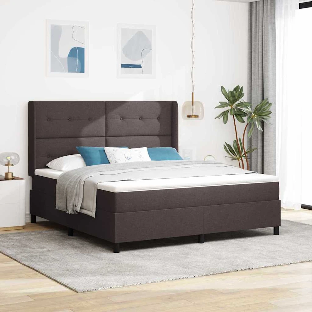 Kiemas lova su pagalve Tamsiai rudas 200 x 180 cm audinys