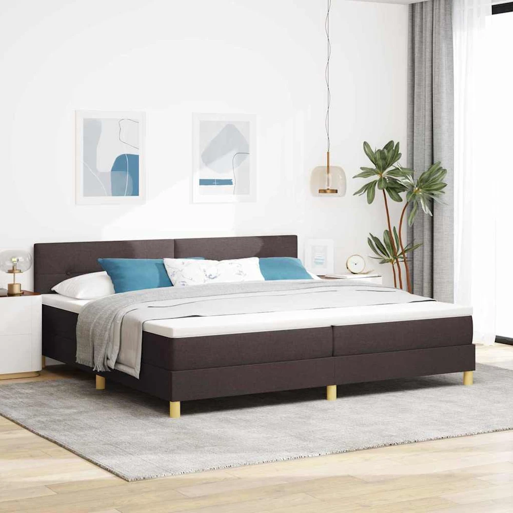 Kiemas lova su pagalve Tamsiai rudas 200 x 200 cm audinys
