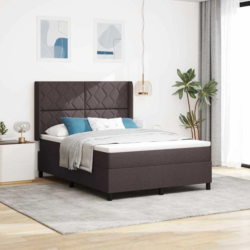 Kiemas lova su pagalve Tamsiai rudas 200 x 160 cm audinys