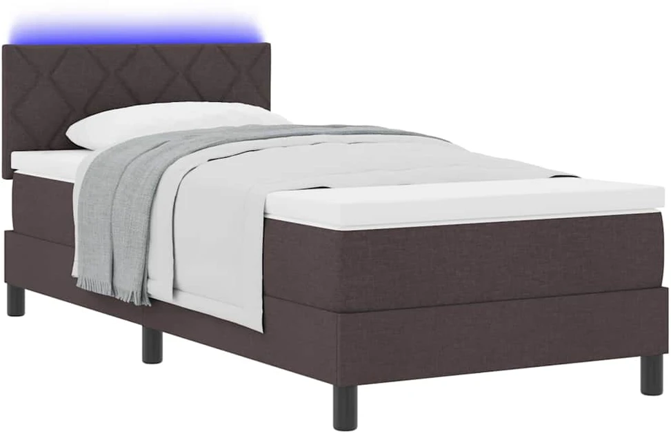 Kiemas lova su pagalve Tamsiai rudas 90 x 200 cm audinys
