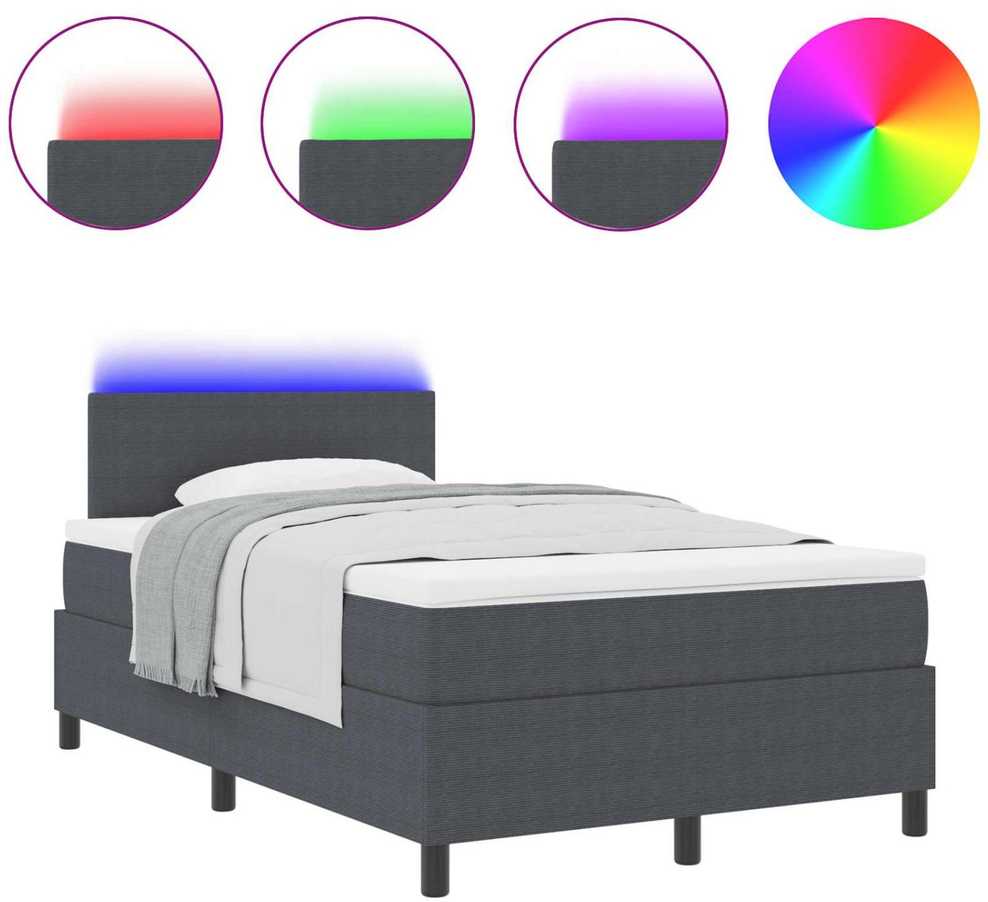 LED Čiužinio Lova Tamsiai pilka ir balta 120 x 190 cm