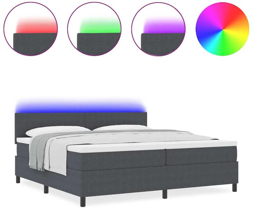 LED Čiužinio Lova Tamsiai pilka ir balta 200 x 200 cm