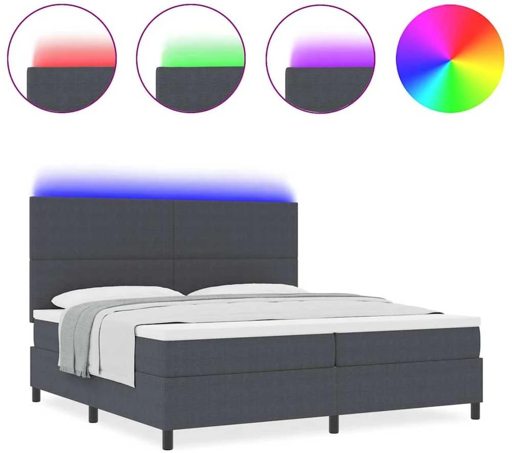 LED Čiužinio Lova Tamsiai pilka ir balta 200 x 200 cm