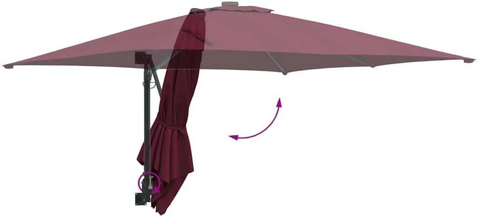 Sodo skėtis Bordo raudona 248,5 x 247,5 x 160 cm
