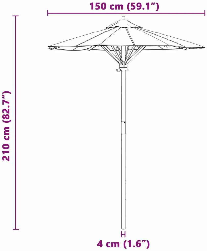 Sodo skėtis Ø 150 x 210 cm Bambukas Apvali Kreminė balta
