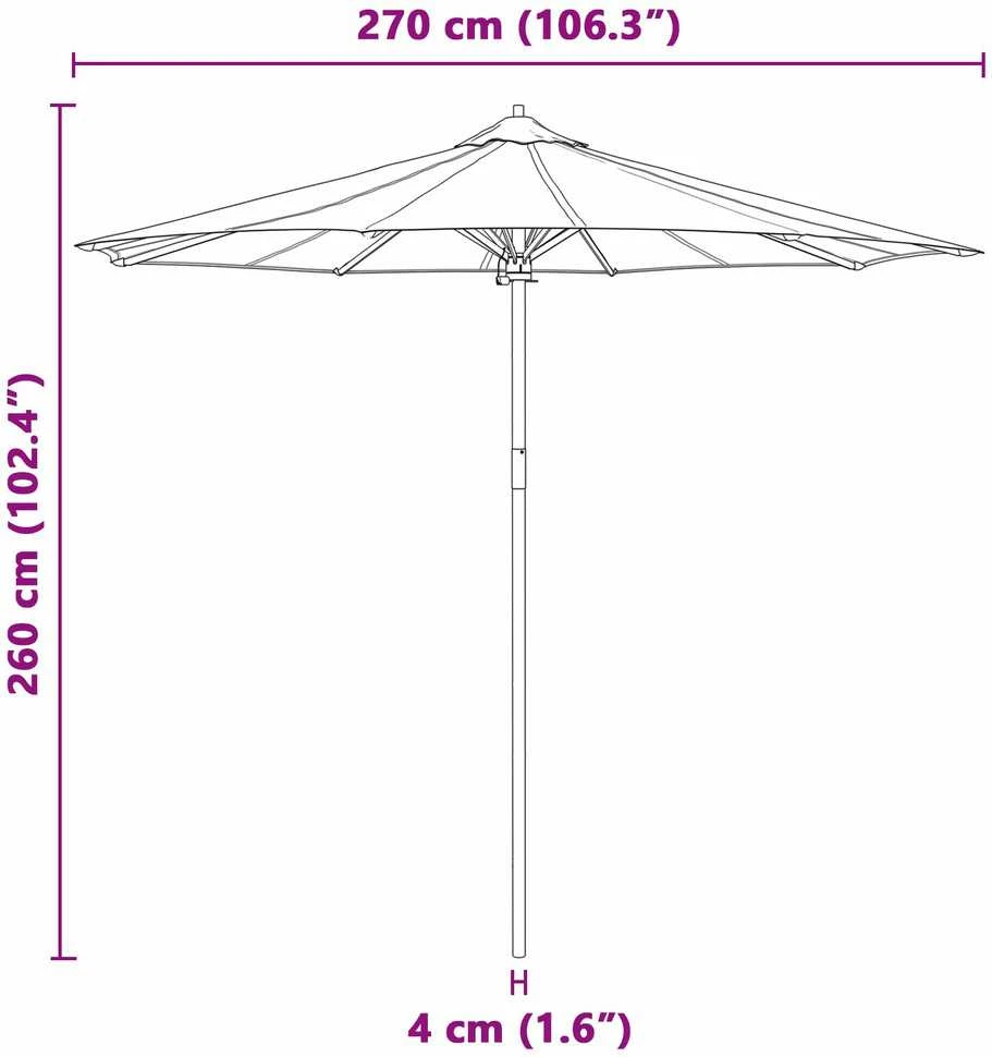 Sodo skėtis Ø 270 x 260 cm Bambukas Apvali Kreminė balta