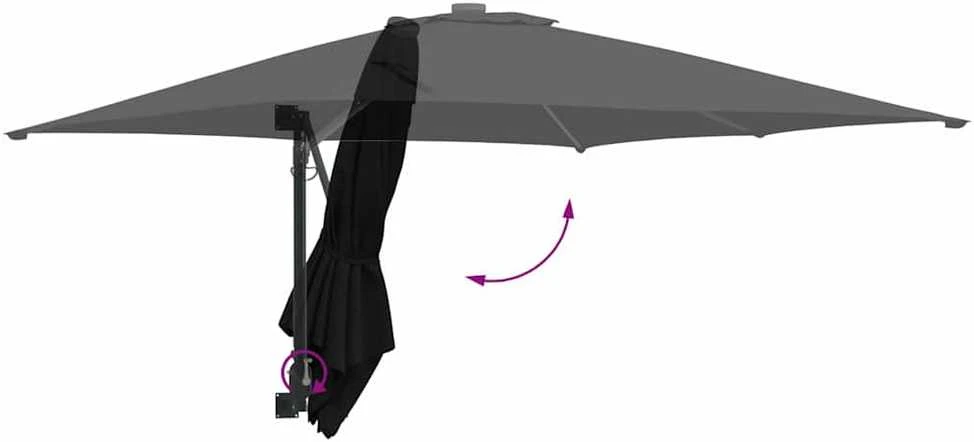 Sodo skėtis Juoda 248,5 x 247,5 x 160 cm Poliesteris ir plienas