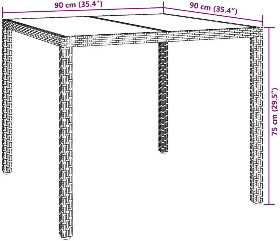 Sodo stalas Ruda 90 x 90 x 75 cm poliratanas