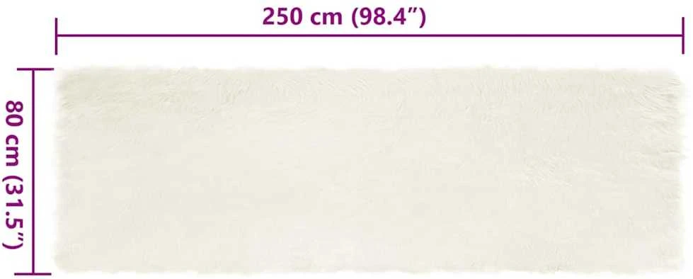 Dirbtinio avių kailio kilimas TAFALLA Balta 80 x 250 cm