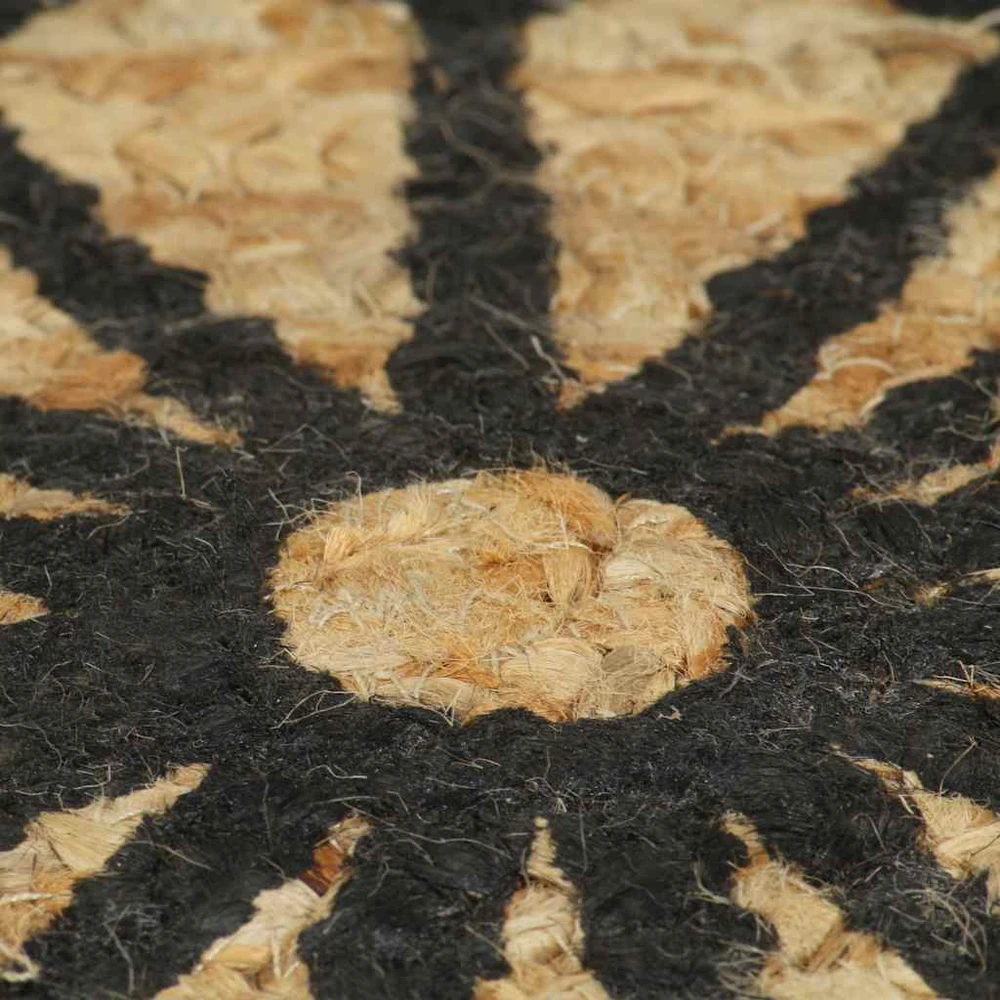 Kilimas, 120cm, džiutas, rankų darbo, su juodos spalvos raštu