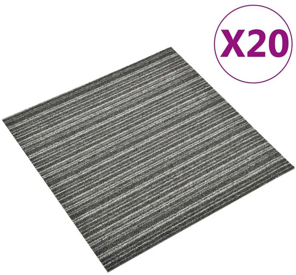 Kilimas 20 vnt. Juostuota antracito spalvos 50 x 50 cm
