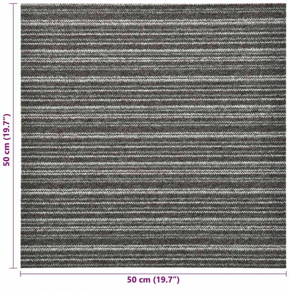 Kilimas 20 vnt. Juostuota antracito spalvos 50 x 50 cm