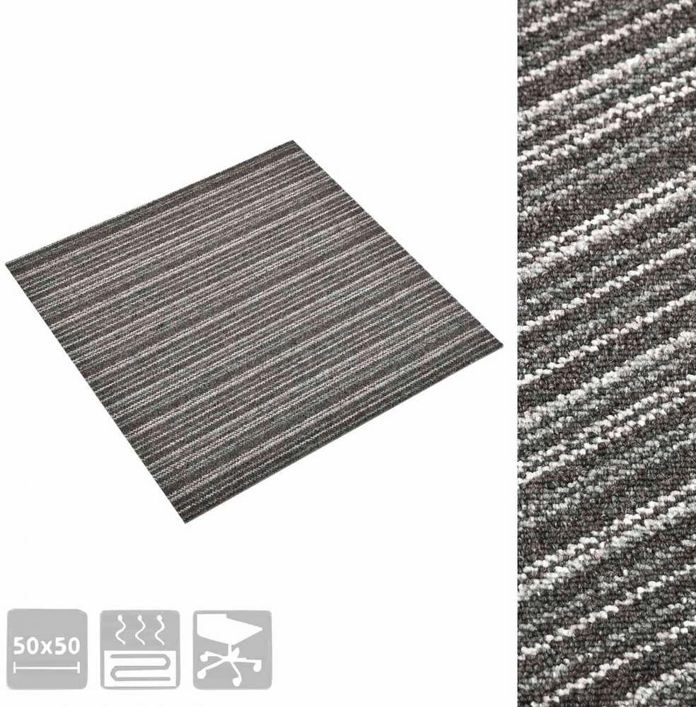Kilimas 20 vnt. Juostuota antracito spalvos 50 x 50 cm