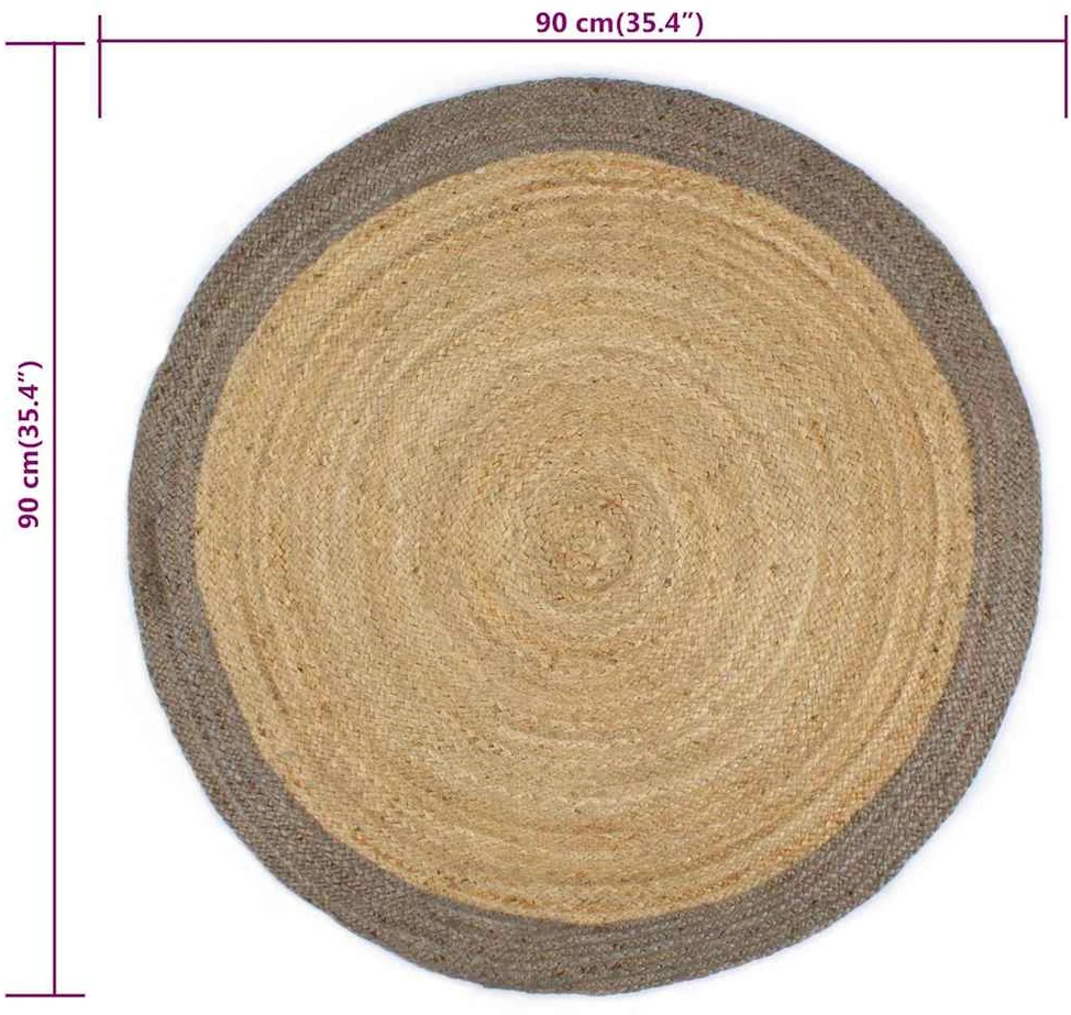 Kilimas, 90cm, džiutas, rankų darbo, su pilku kraštu
