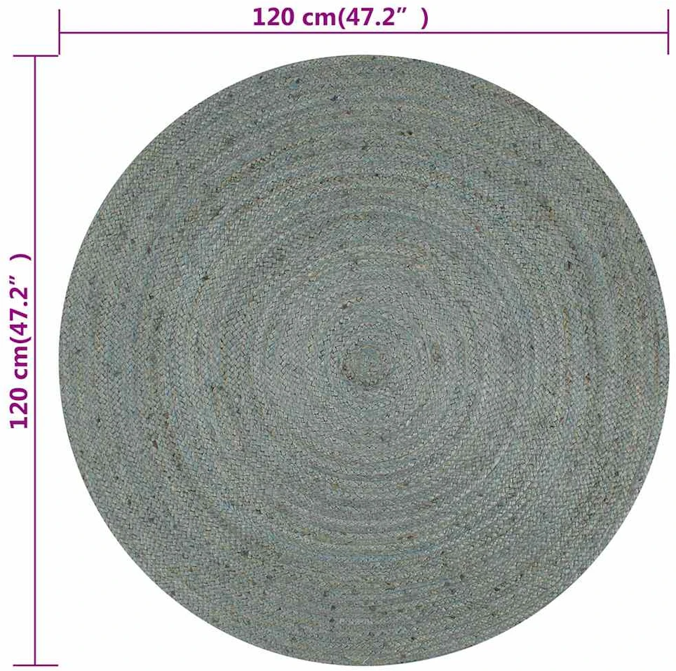 Kilimas, alyv. žal. sp., 120cm, džiutas, apval., rankų darbo