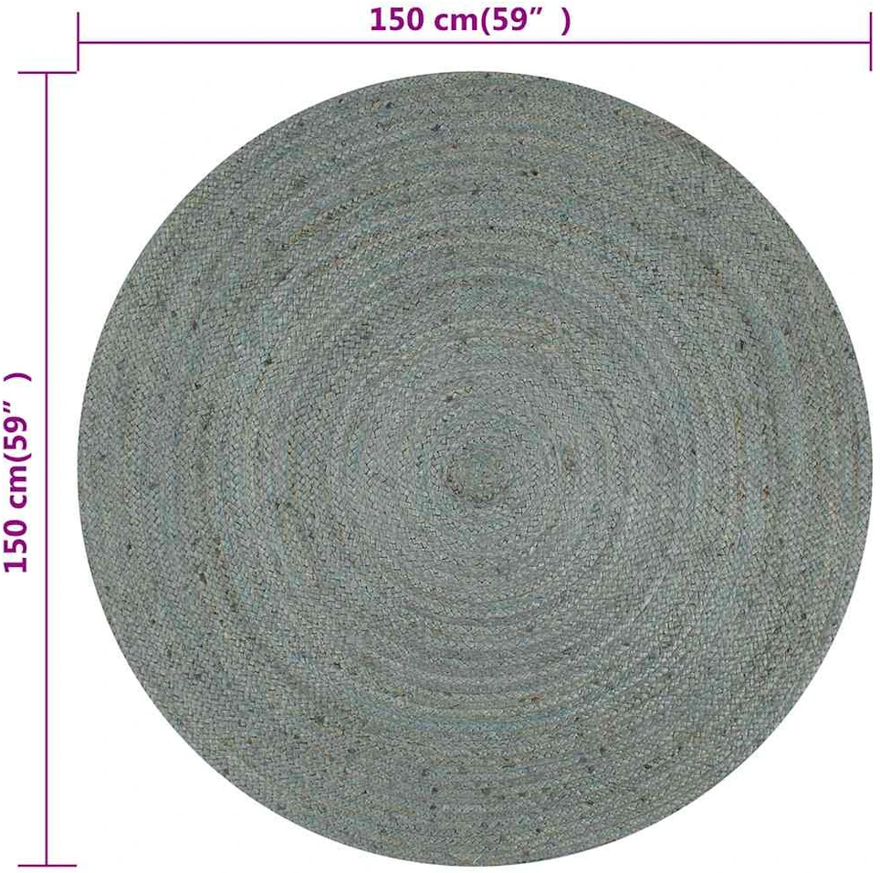 Kilimas, alyv. žal. sp., 150cm, džiutas, apval., rankų darbo