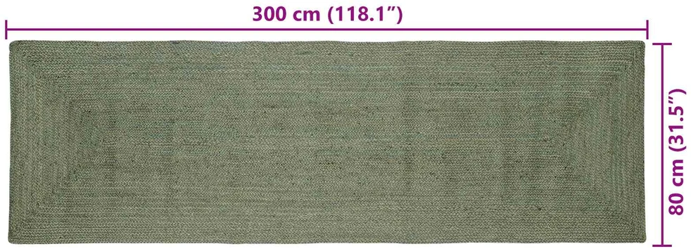 Kilimas Alyvuogių žalia 80 x 300 cm Džiutas