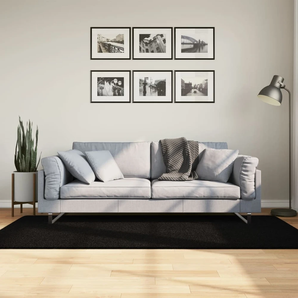 Kilimas HUARTE, juodas, 100x200cm, trumpi šereliai