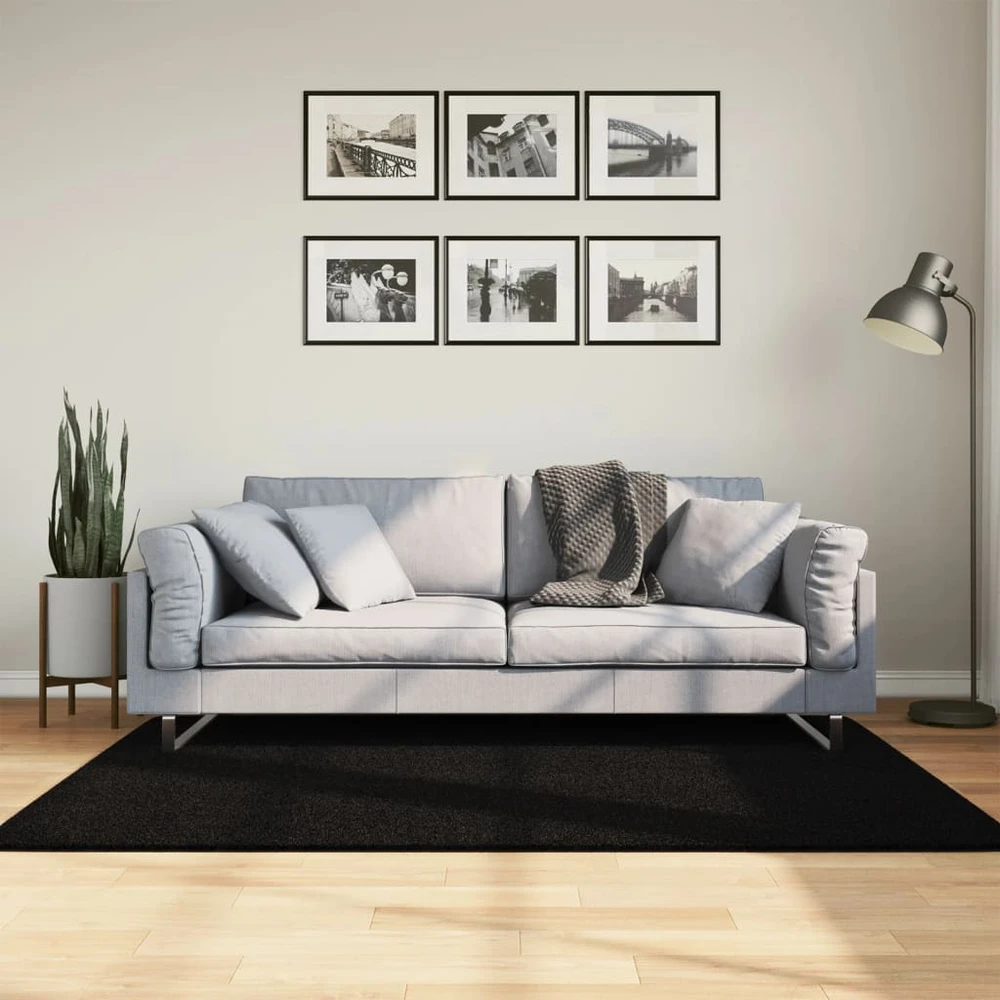 Kilimas HUARTE, juodas, 120x170cm, trumpi šereliai