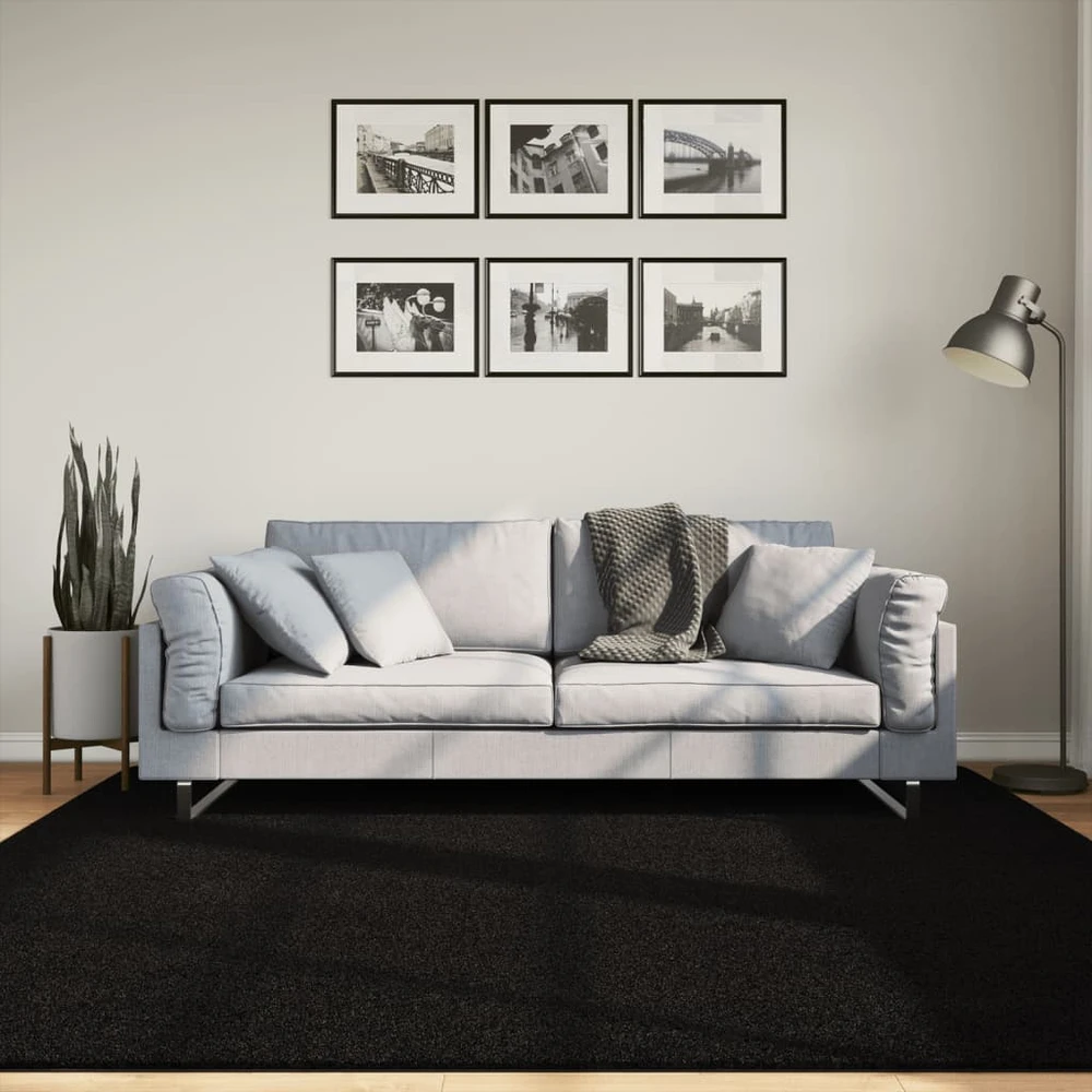 Kilimas HUARTE, juodas, 200x200cm, trumpi šereliai