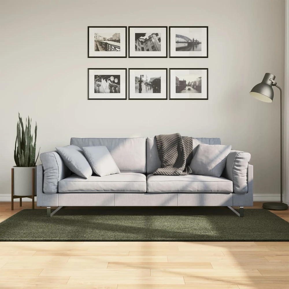 Kilimas HUARTE, miško žalios spalvos, 100x200cm trumpi šereliai