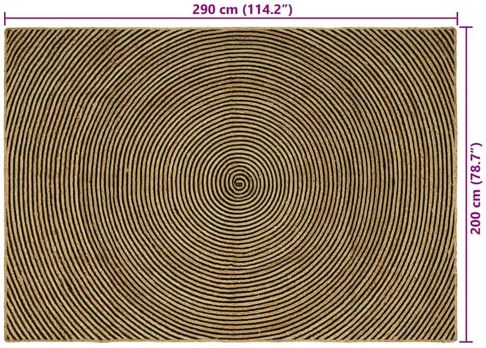 Kilimas Natūrali ir juoda 200 x 290 cm Džiutas