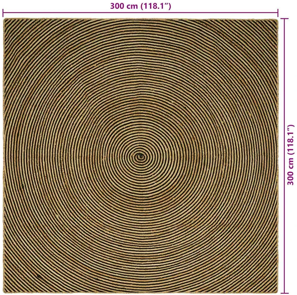 Kilimas Juoda 300 x 300 cm Džiutas