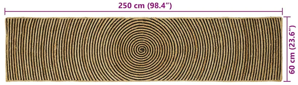 Kilimas Natūrali ir juoda 60 x 250 cm Džiutas