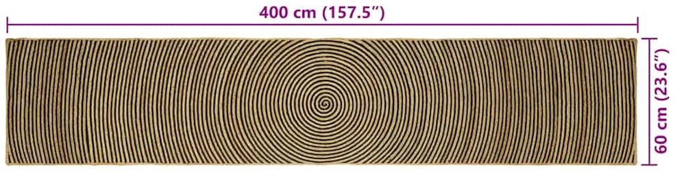 Kilimas Natūrali ir juoda 60 x 400 cm Džiutas