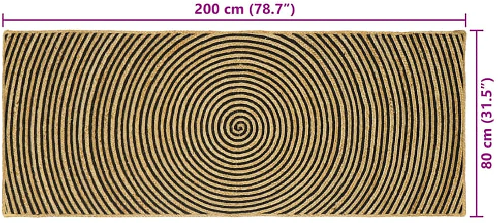 Kilimas Juoda 80 x 200 cm Džiutas
