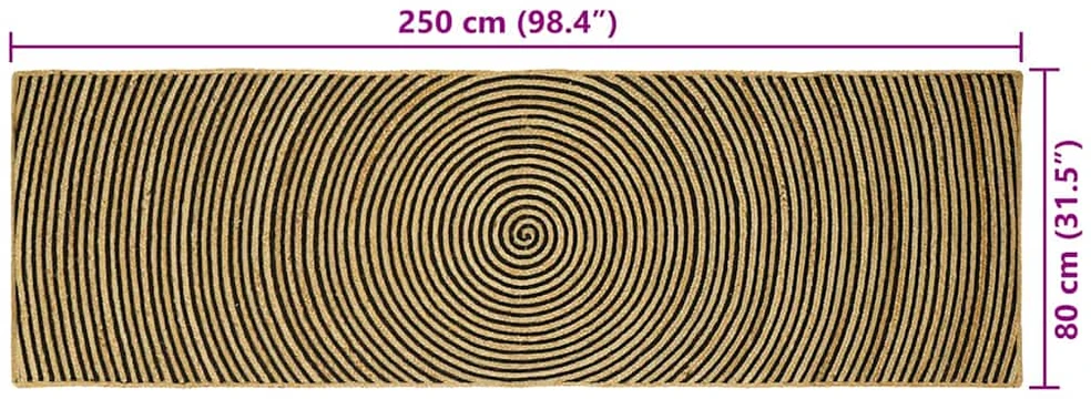 Kilimas Natūrali ir juoda 80 x 250 cm Džiutas