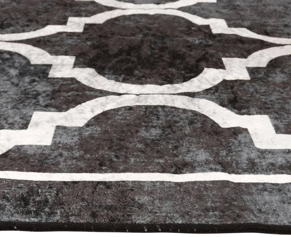 Kilimas, juodas ir baltas, 80x300 cm, neslystantis, plaunamas