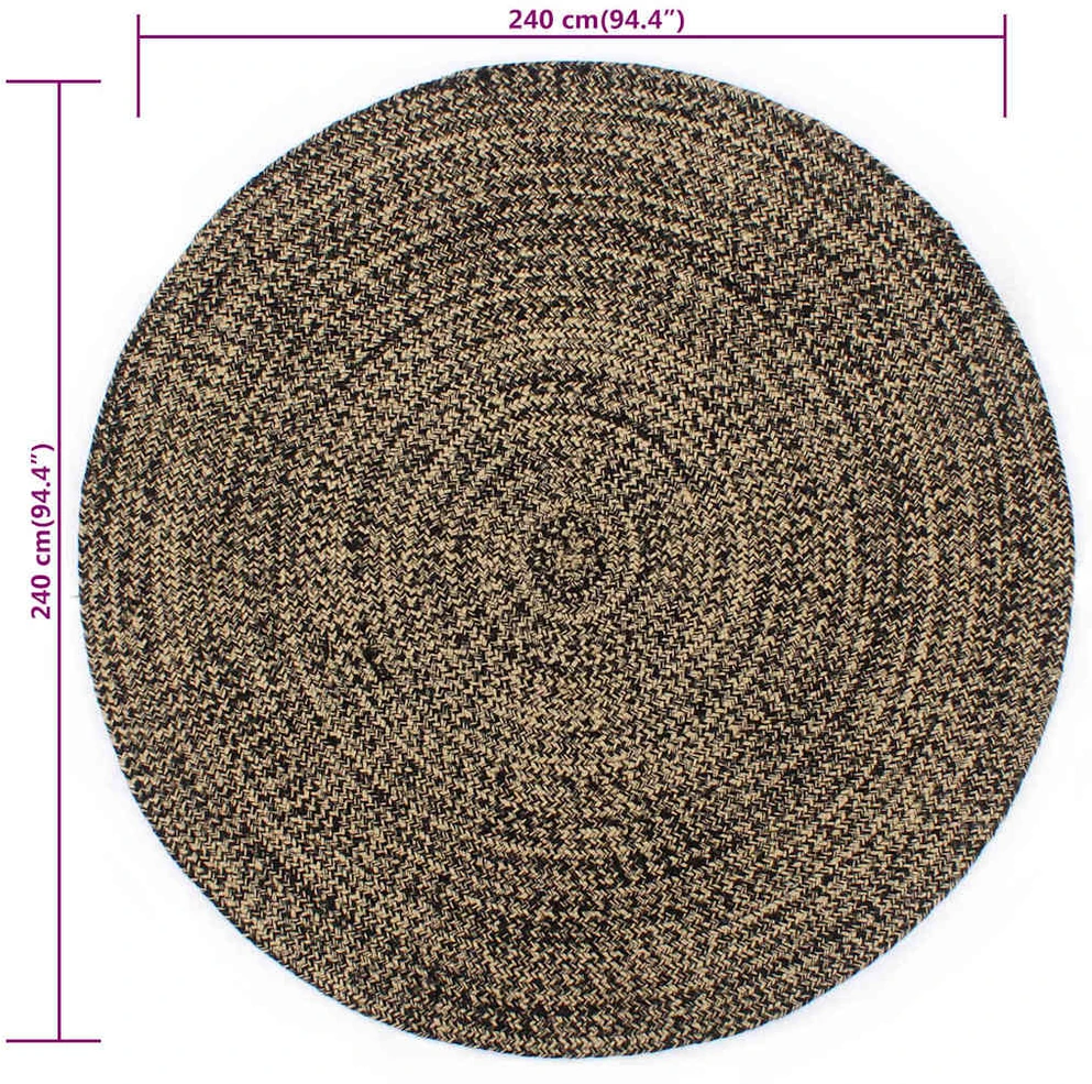 Kilimas, juodas ir rudas, 240cm, džiutas, rankų darbo