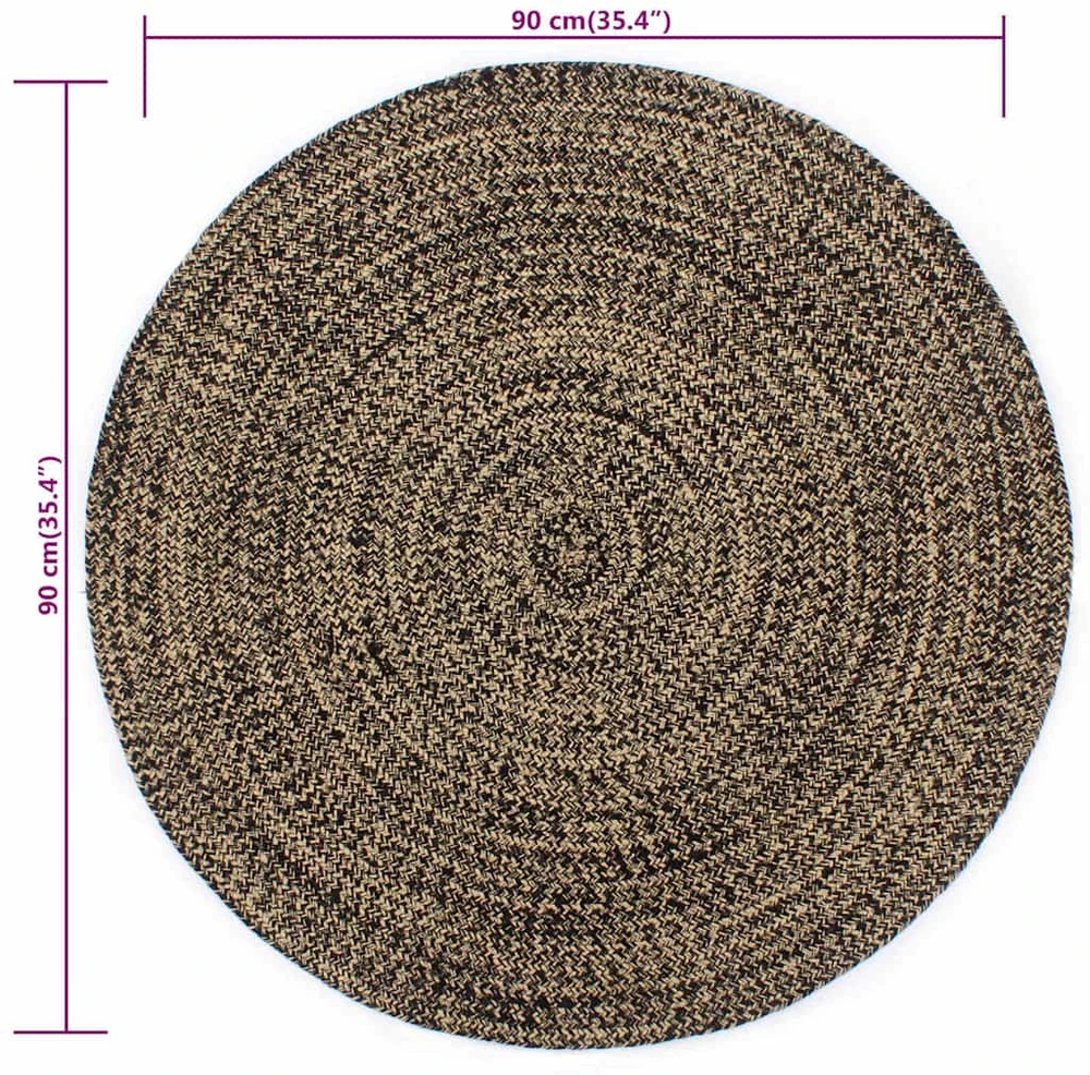Kilimas, juodos ir natūralios sp., 90cm, džiutas, rankų darbo