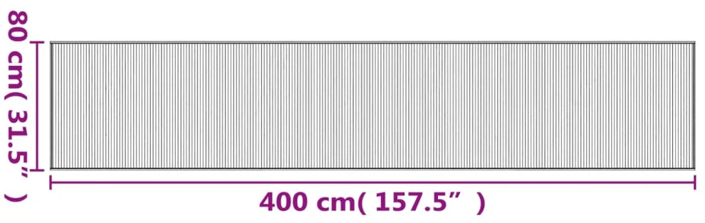 Kilimas, juodos spalvos, 80x400cm, bambukas, stačiakampis