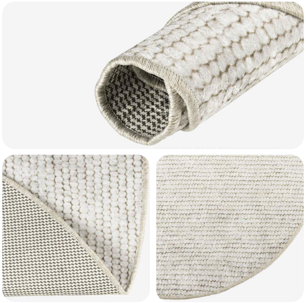 Kilimas Kreminė Ø 120 cm 100% poliesteris 3 mm Plaunamas