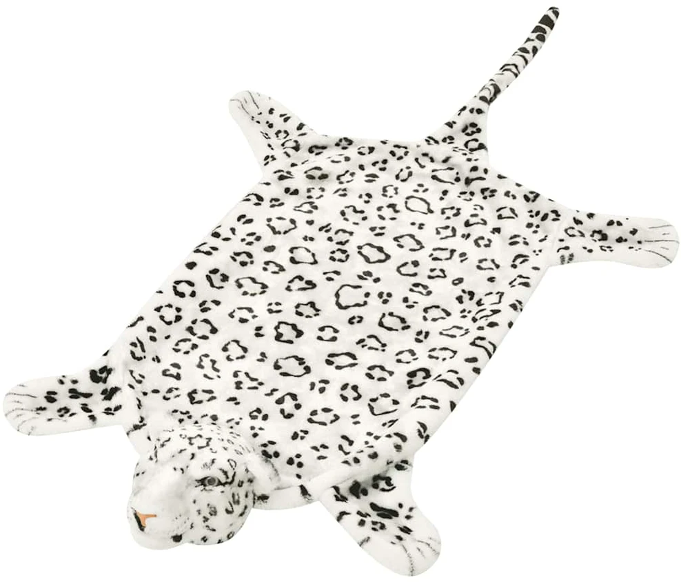 Kilimas leopardas, pliušinis, 139 cm, baltas