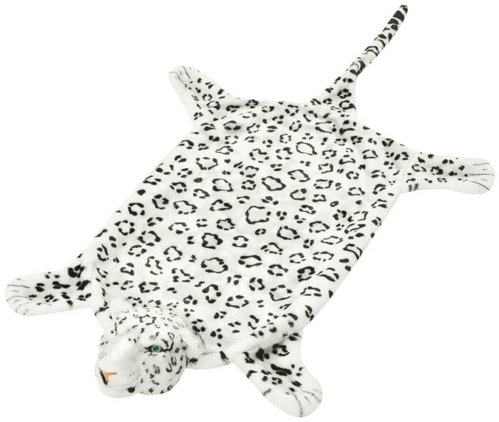 Kilimas leopardas, pliušinis, 139 cm, baltas