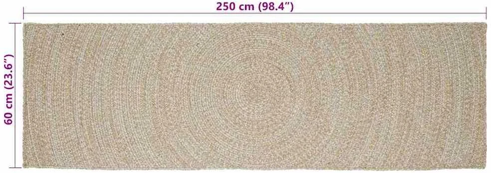 Kilimas Natūrali ir Balta 60 x 250 cm Džiutas