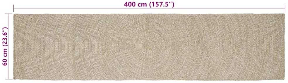 Kilimas Natūrali ir Balta 60 x 400 cm Džiutas